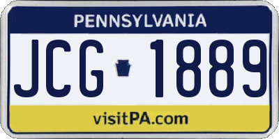 PA license plate JCG1889