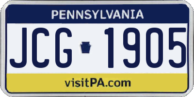 PA license plate JCG1905