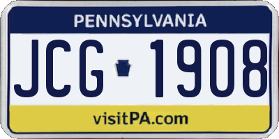 PA license plate JCG1908
