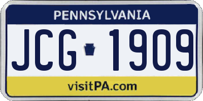 PA license plate JCG1909