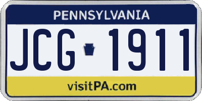 PA license plate JCG1911