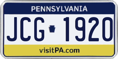 PA license plate JCG1920