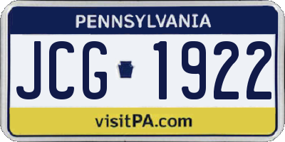 PA license plate JCG1922
