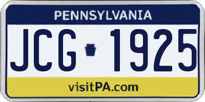 PA license plate JCG1925