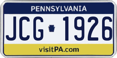 PA license plate JCG1926