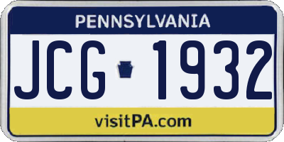 PA license plate JCG1932