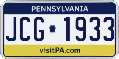PA license plate JCG1933