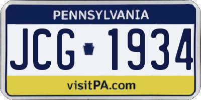 PA license plate JCG1934