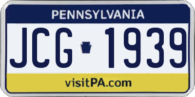 PA license plate JCG1939