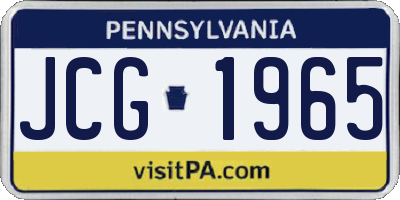 PA license plate JCG1965