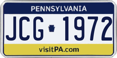 PA license plate JCG1972