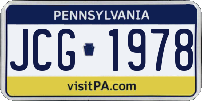 PA license plate JCG1978