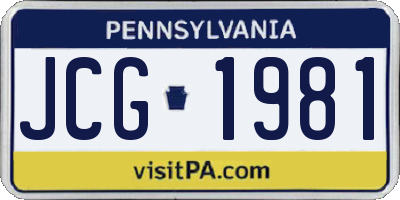 PA license plate JCG1981