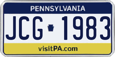 PA license plate JCG1983