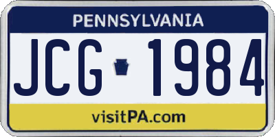 PA license plate JCG1984