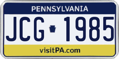 PA license plate JCG1985