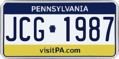 PA license plate JCG1987