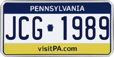 PA license plate JCG1989