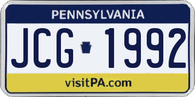 PA license plate JCG1992