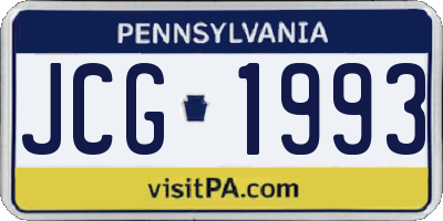 PA license plate JCG1993