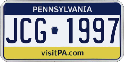 PA license plate JCG1997