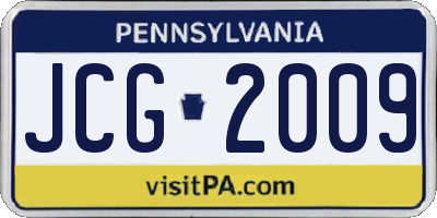 PA license plate JCG2009