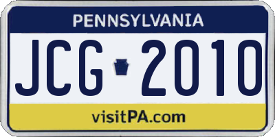 PA license plate JCG2010