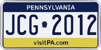 PA license plate JCG2012