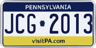 PA license plate JCG2013