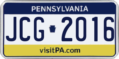 PA license plate JCG2016