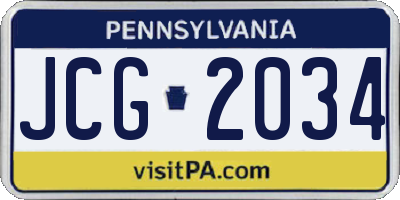PA license plate JCG2034