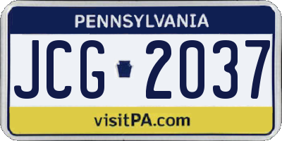 PA license plate JCG2037