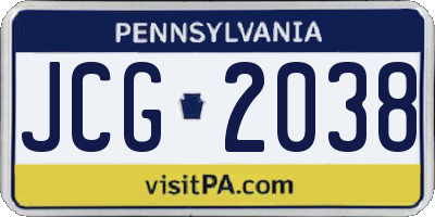 PA license plate JCG2038