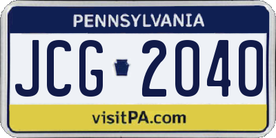 PA license plate JCG2040