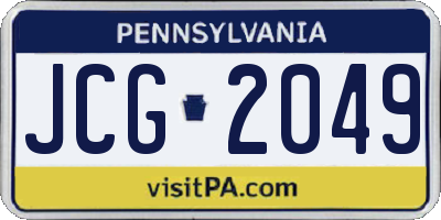 PA license plate JCG2049