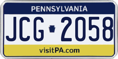 PA license plate JCG2058