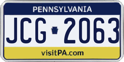 PA license plate JCG2063