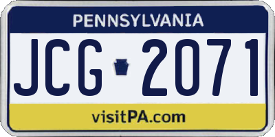 PA license plate JCG2071