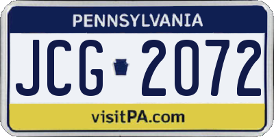 PA license plate JCG2072