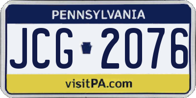 PA license plate JCG2076