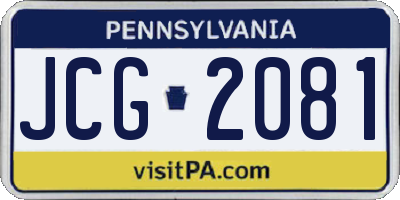 PA license plate JCG2081