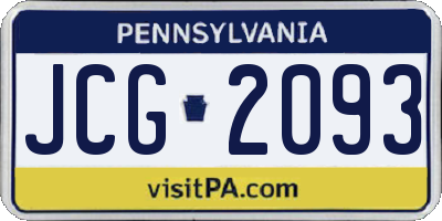 PA license plate JCG2093