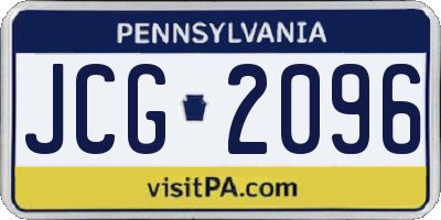 PA license plate JCG2096