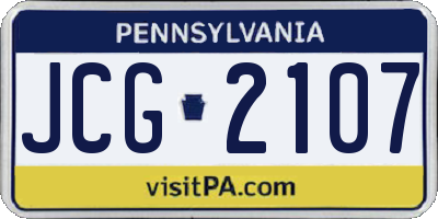 PA license plate JCG2107