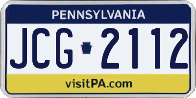 PA license plate JCG2112