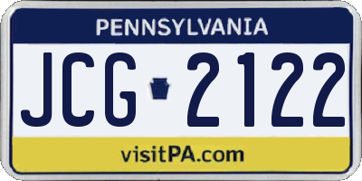 PA license plate JCG2122
