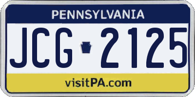 PA license plate JCG2125