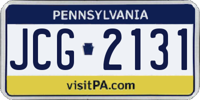 PA license plate JCG2131