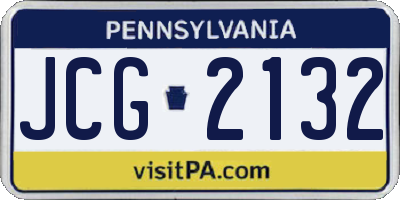 PA license plate JCG2132