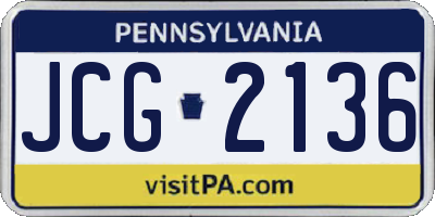 PA license plate JCG2136